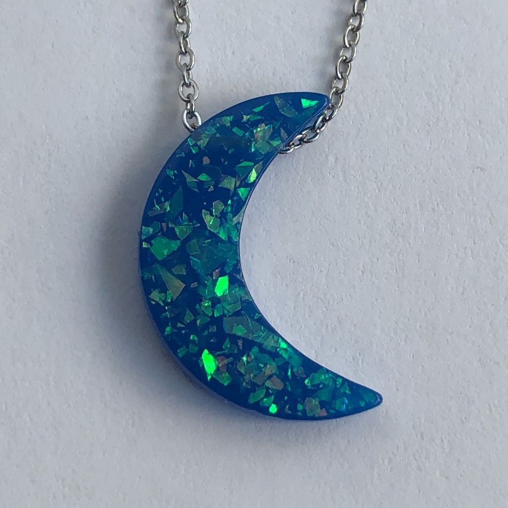Opal Moon Necklace dark blue - Picture 2 of 4